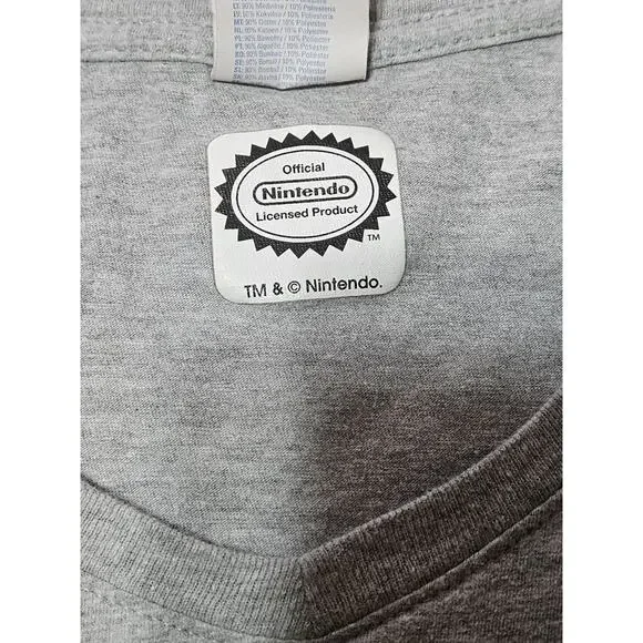 Vtg Official Nintendo Shirt Womens Extra Large Gray Mushroom Mystery Box V Neck - Picture 3 of 8